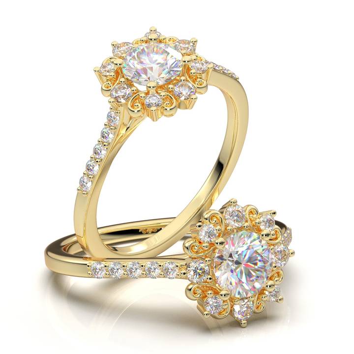 2.25 ctw Art Deco Halo Engagement Ring - Rose Gold – Tiger Gems